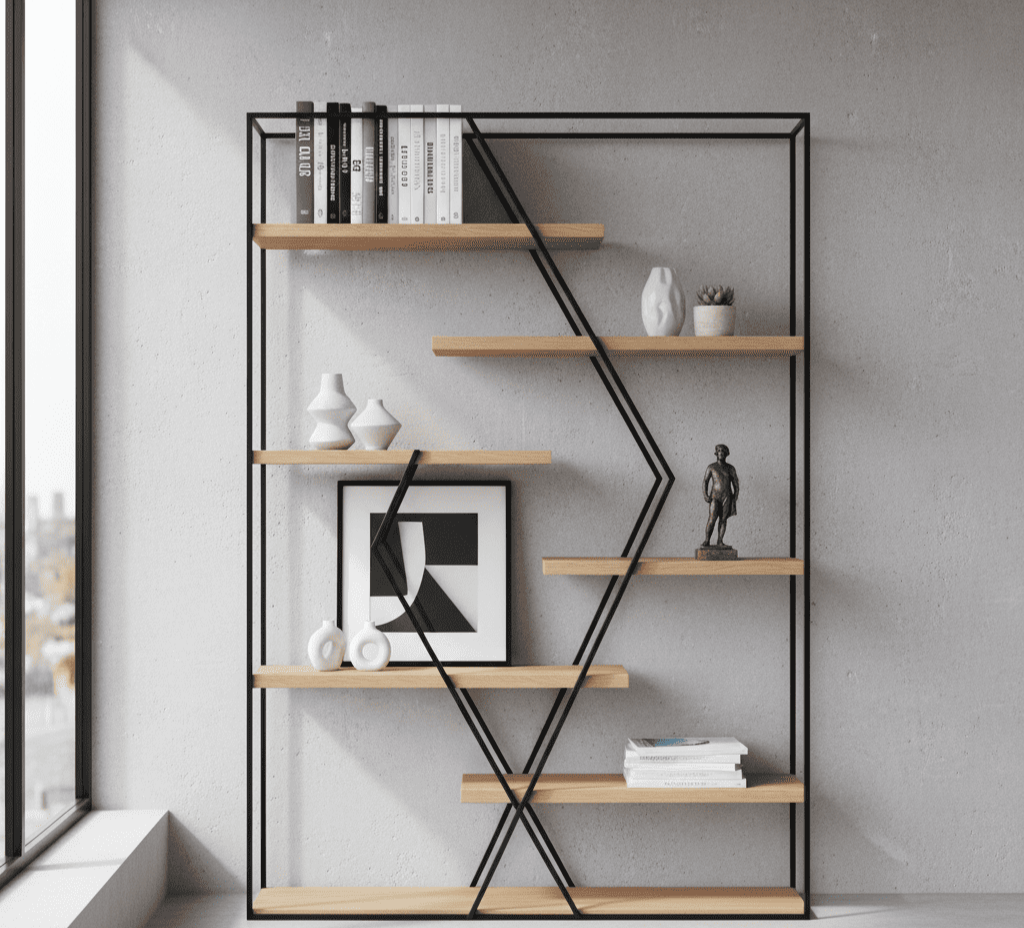 Mueble estantería de hierro y madera. Por Herrero Raíces Málaga | 638240208