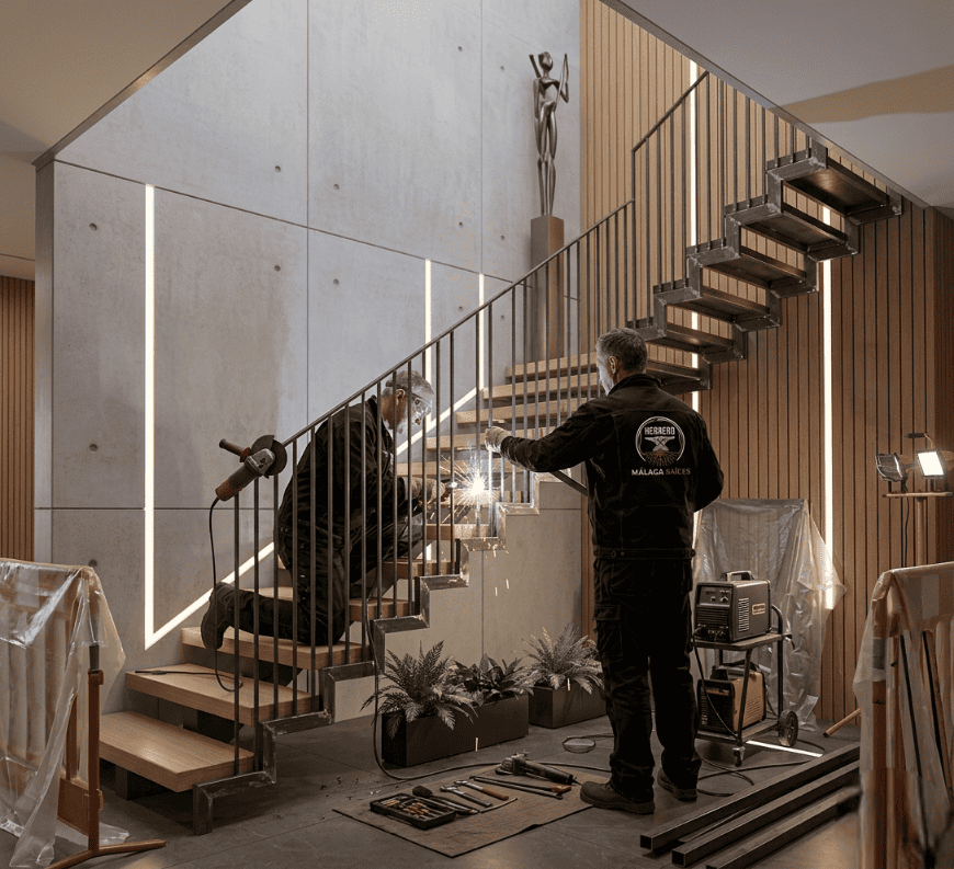 Proceso de creación Escaleras de hierro y madera 1