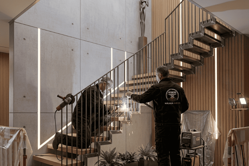 Proceso de creación Escaleras de hierro y madera 1